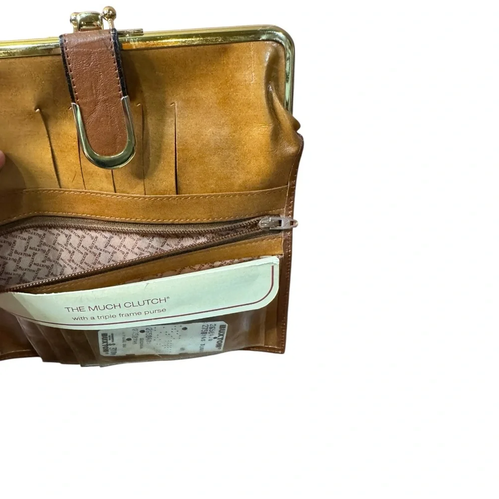 Vintage Buxton Brown‎ Leather Women's Wallet and Key Trainer Set